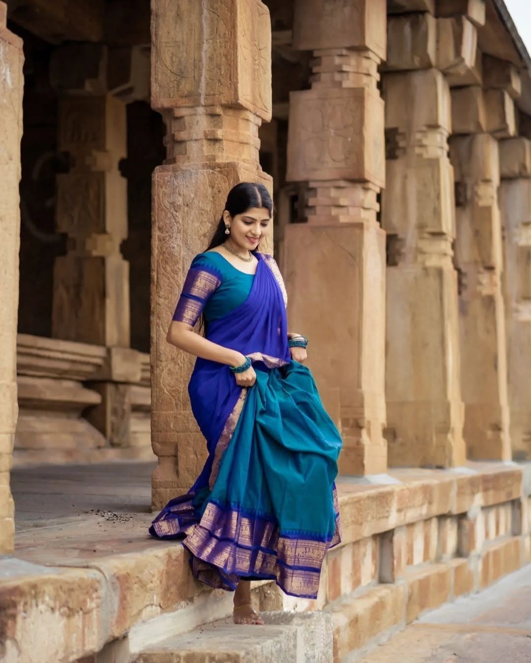 Kanjivaram Silk Zari Half Lehenga Saree With Blouse And Dupatta
