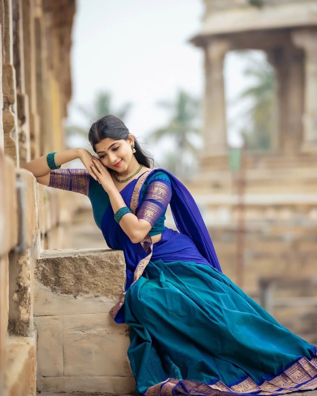 Kanjivaram Silk Zari Half Lehenga Saree With Blouse And Dupatta