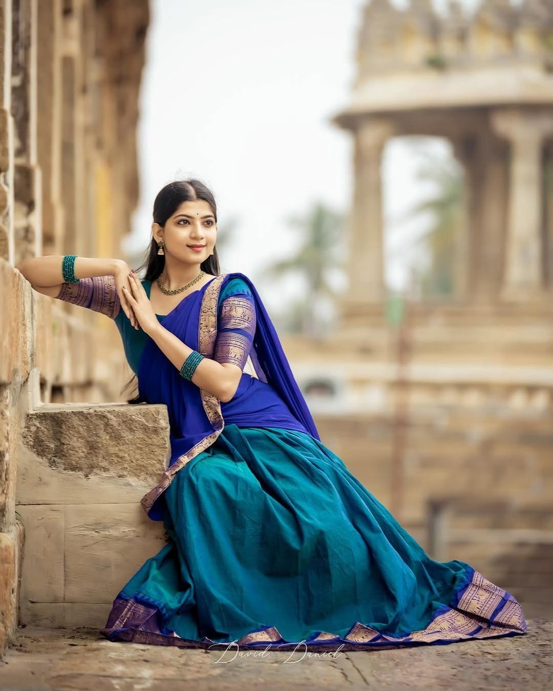 Kanjivaram Silk Zari Half Lehenga Saree With Blouse And Dupatta